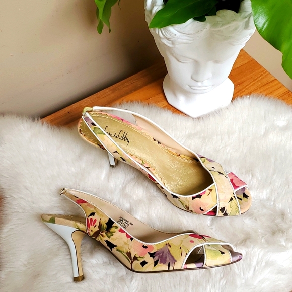 Sam & Libby Slevensong Floral Slingback Heels Size 8 - Picture 1 of 9
